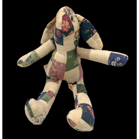 Quilted Bunny Rabbit Mini Westwater Patchwork Scrap Quilt Pcs Cottagecore Vtg 8" - Picture 7 of 10